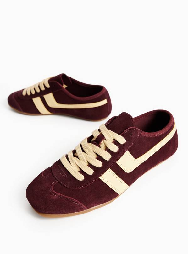 Burgundy & Yellow Low Profile Suede Trainers 5